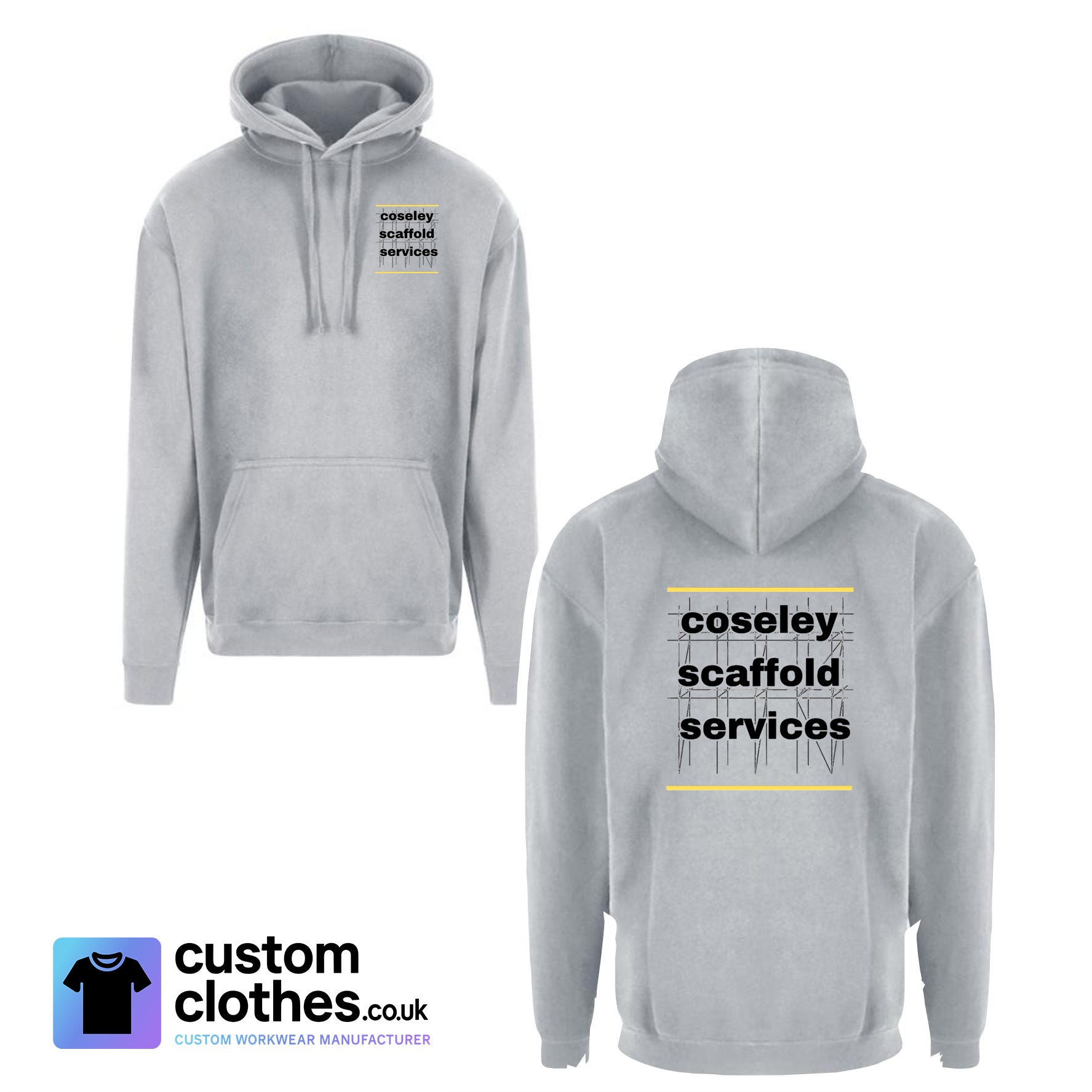 Classic Work Hoodie With Chest Logo — Heather Grey
