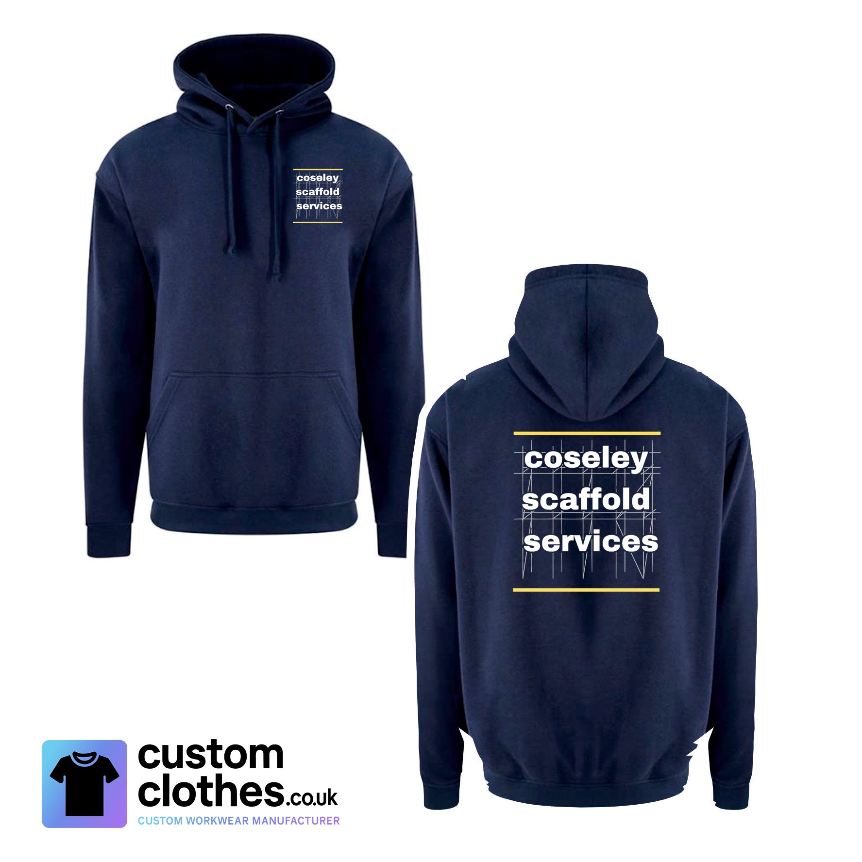 Classic Work Hoodie With Chest Logo — Navy Blue