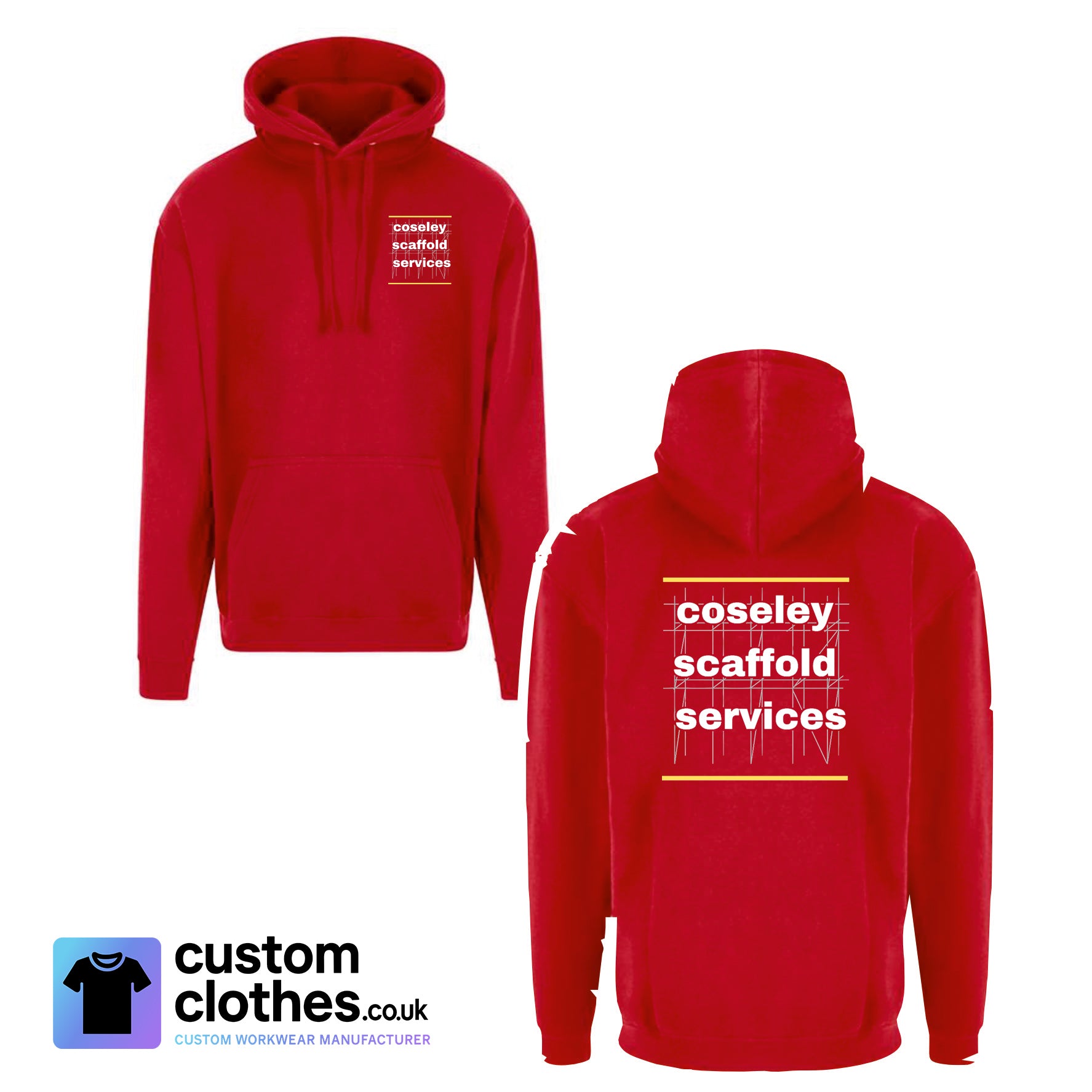 Classic Work Hoodie With Chest Logo — Red